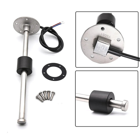 Red Light 2" 52mm Fuel Level Gauge 100-500MM Stainless Steel Fuel Level Sensor 0~190 ohm For Auto Car Boat Yacht Marine 12V 24V
