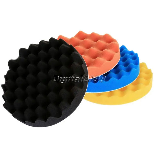 4pcs/set 7inch(180mm) Buffing Polishing Sponge Pads Kit For Car Polisher Soft Wave Foam Waffle Pad Car Washing Cleaning Tool