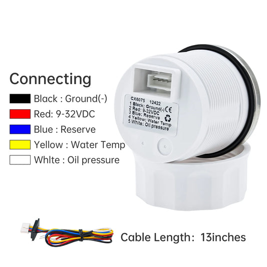 3 in 1 Digital 52mm Gauge with Alarm 0~120℃ Water Temperature Gauge+Oil Pressure Meter+Voltmeter 0-10 Bar Red Backlight Car Boat