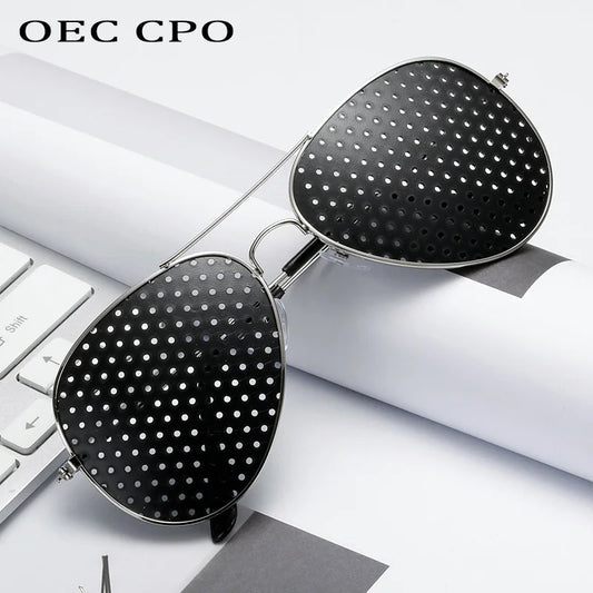 Sexy Small Hole Pilot Sunglasses Men Fashion Micropore Pinhole Lens Luxury Sun Glasses Female Shades Eyewear Gafas De Sol Oculos