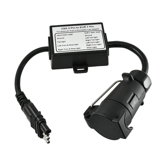 1Pc Trailer Light Converter American 4-Way Flat Plug to 7‑Pin European Round Plug Connector Stop/Brake Signal Separating