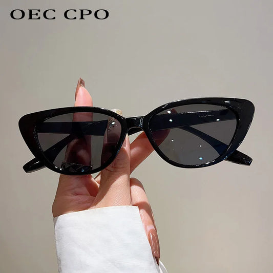 OEC CPO Cat Eye Sunglasses Small Frame Leopard Color Shades UV400 Fashion Sun Glasses for Women Trending Eyewear for Men 2025