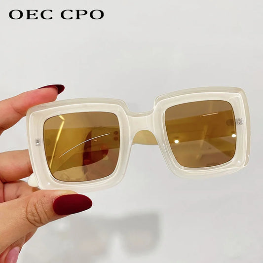 OEC CPO Punk Square Sunglasses Women Men Trends Multicolor Sun Glasses Female Steampunk Colorful Shades UV400 Fashion Eyewear