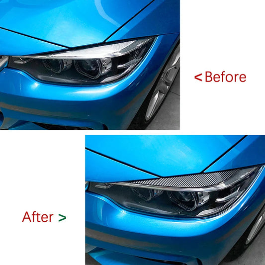 ABS Headlight Eyebrows Eyelid Stickers For BMW 4 Series F82 F83 F32 F33 F36 M4 Coupe/Gran Coupe/Cabrio Carbon Look Glossy Black