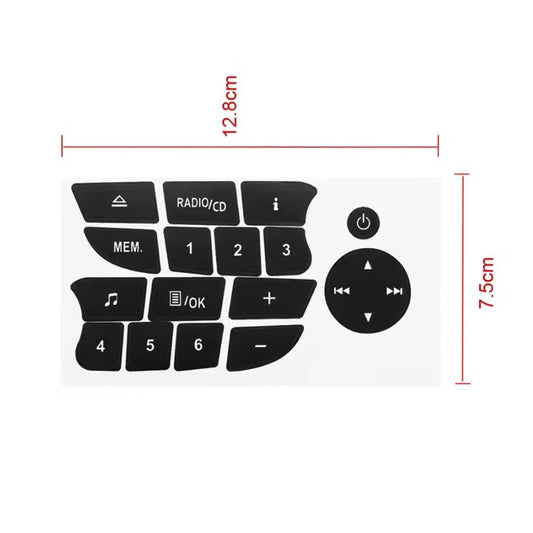 Car Button Repair Stickers CD Radio Audio Button Repair Decal Stickers for Renault Clio and Megane 2009-2011 Black Decals