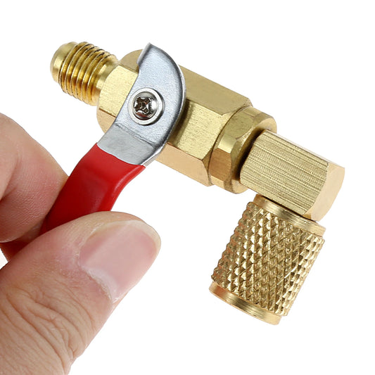 3Pcs R134A Air Conditioner Ball Valve with 1/4" SAE  90 Degree Shut-Off Valves for HVAC R410A R22 and R12 Charging Hoses