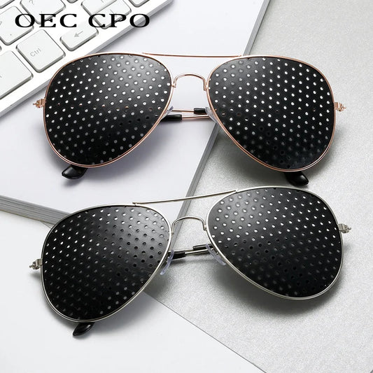 Sexy Small Hole Pilot Sunglasses Men Fashion Micropore Pinhole Lens Luxury Sun Glasses Female Shades Eyewear Gafas De Sol Oculos