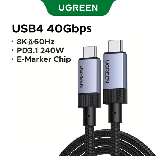 UGREEN Full Function USB C Cable USB4 40Gbps PD3.1 240W Fast Charging Cable 8K60Hz for Monitor Laptop MacBook iPhone 17 Samsung
