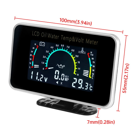 2026 Mulitifunctional LCD Gauge 3 IN 1 Oil Temperature+Water Temperature+Voltmeter with Sensor 1/8NPT for Auto Car Truck 12V24V