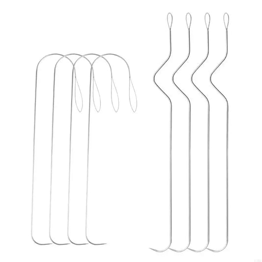 R3MC 4pcs Curved Large Eye Beading Needle Stainless Steel Curved Beading Needle for Professional Jewelry Making and Craft