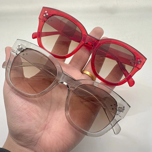 Fashion Rivets Square Sunglasses Women Trending Leopard Brown Shades UV400 Men Eyewear Gradient Female Sun Glasses