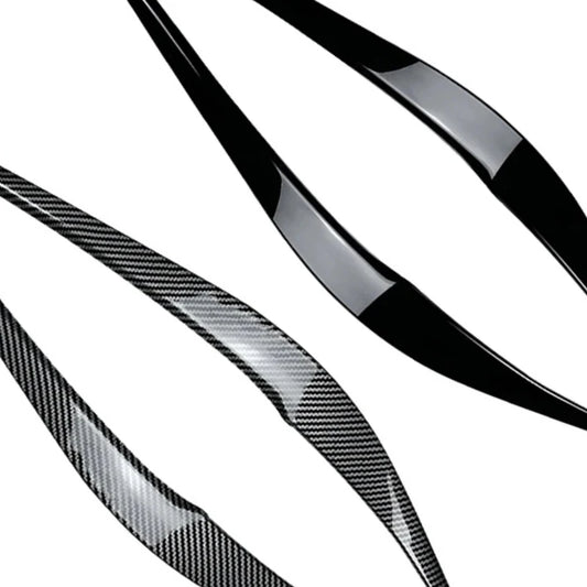 2Pcs Headlights Eyebrow Eyelids Cover Stickers for BMW 2 Series F22 F23 2015-2019 Headlight Cover Trim Gloss Black / Carbon Look