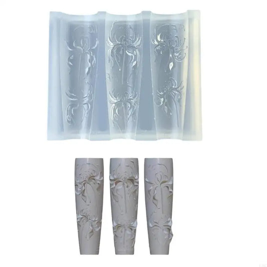 R3MC Thin Silicone Art Mold Clear Flower Stamping Plate Nails Stencils DIY Manicure Mould Tools for Manicurists