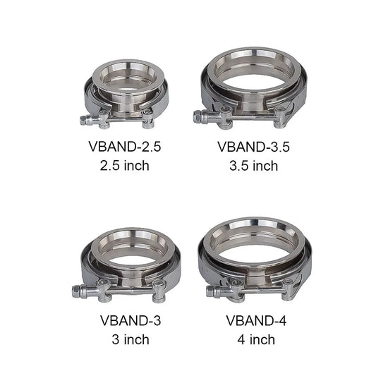 Auto Universal 2.5" 3" 3.5" 4" Inch Stainless Steel Turbo Exhaust Down Pipe Wastegate V-Band Clamp with Male Female Flange Kit