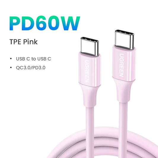 UGREEN Multicolor 100W 60W USB C Cable PD Quick Charge 3.0 4.0 Type C to C Charger Cord for Laptop iPhone 17 Samsung S25 Xiaomi