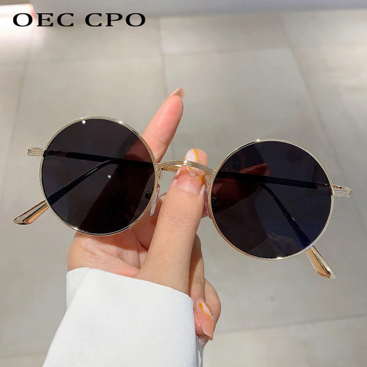 Classic Punk Hip Hop Metal Frame round Sunglasses UV400 Sun Protection Shades for Men And Women Outdoor Travel Driving Eyewear