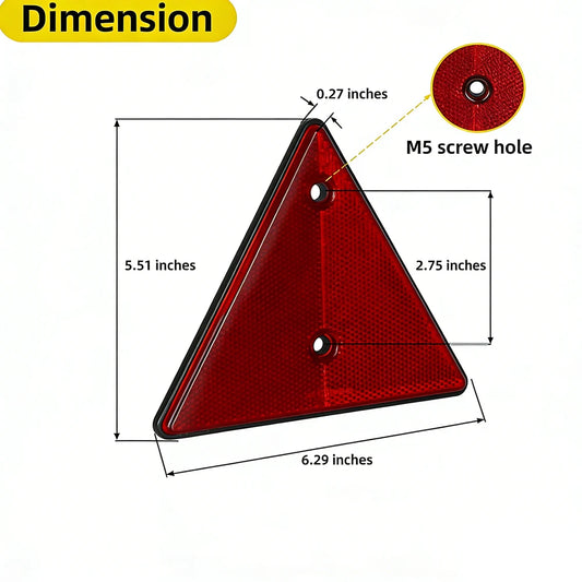 2Pcs Universal Safety Red Rear Reflectors Triangle Warning Reflective Vehicle Stop Warning Sign for Trailer RV Motorcycle Truck