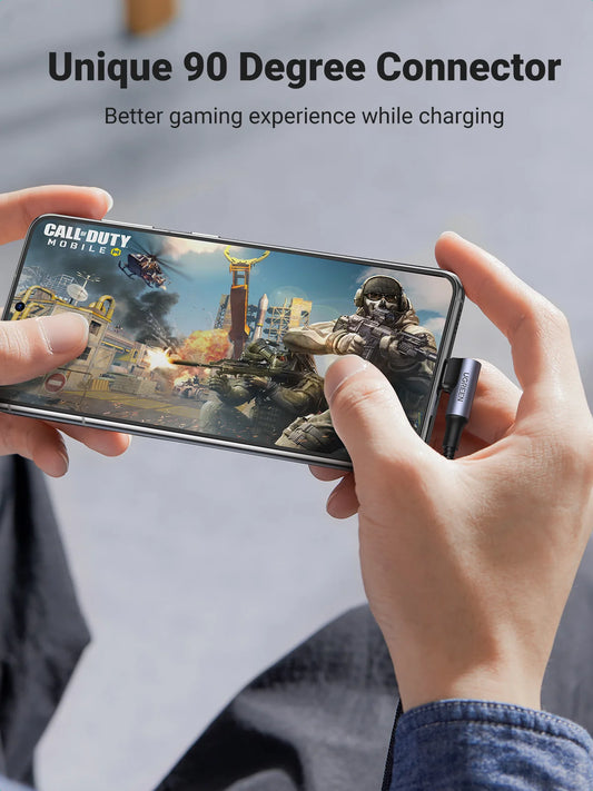 UGREEN 90 Degree USB-C Cable PD100W/60W Type-C Gaming Right Angle Charging Cable 5A/3A for iPhone 17/16 Samsung MacBook 0.5-3M