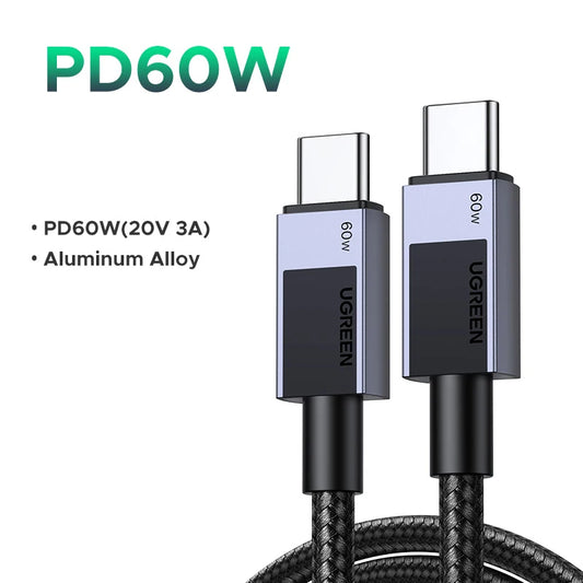 UGREEN USB C Cable PD60W Fast Charge Cable for iPhone 17 16 15 Samsung S25 S24 iPad MacBook Air Xiaomi Fast charging Data Cable