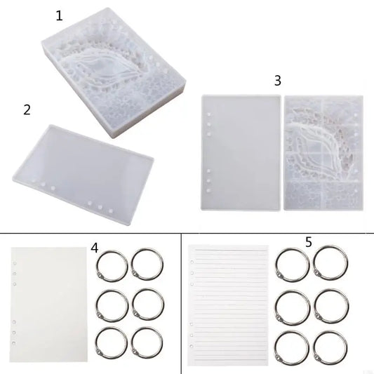R3MC Dragon Eye Notebook Cover Epoxy Resin Casting Mold DIY Silicone Book for Shell Mirror Leather for Case Mould Rings Refil