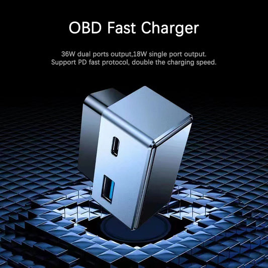 Car OBD Charger for Tesla Model 3/Y Port Extender Phone PD Fast Charging USB Type-C Dual Ports Hidden Design