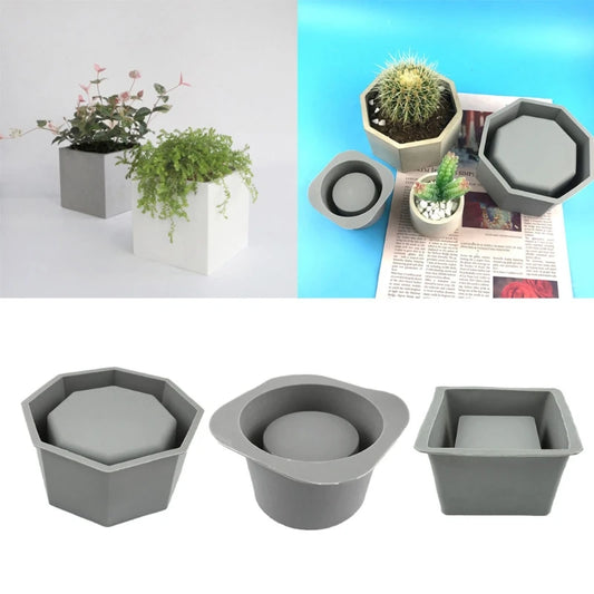 Handmade Succulent Planter Flowerpot Silicone Mold Concrete Plant Flower Pot Epoxy Resin Mold DIY Holder Mould R3MC