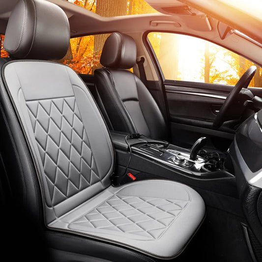 12V Car Heated Seat Cushion Cover 2 Heat Settings Warm Driver Seat Pad Overheat Protection Auto Heating Cushion Brown/Black/Gray