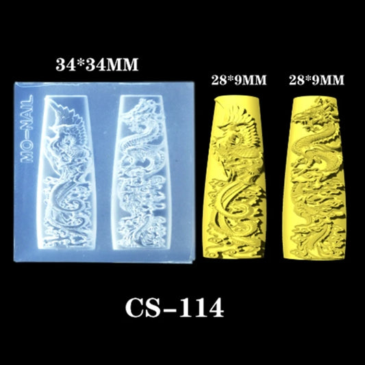 Elegant Nail Art Casting Mold Dragon Year Silicone Molds for Nail Decorations Sculpture Molds Manicures Mould Tools R3MC