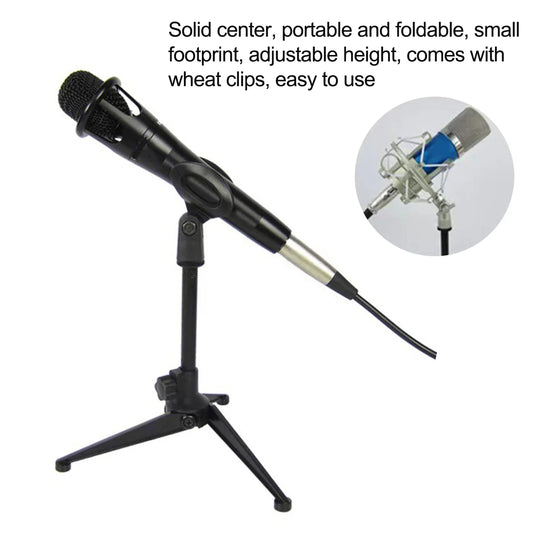 Adjustable Microphone Stand Desktop Tripod Table Stand Clip Holder Bracket Portable Table Stand Lightweight Bracket