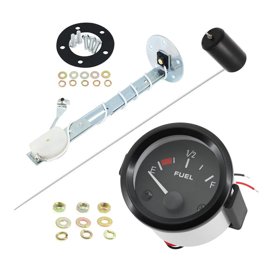 240-33 ohm 2" 52mm Fuel Level Gauge Auto Car Meter Fuel Float Sensor White LED Light Pointer Fuel Gauges Petrol 12V DC