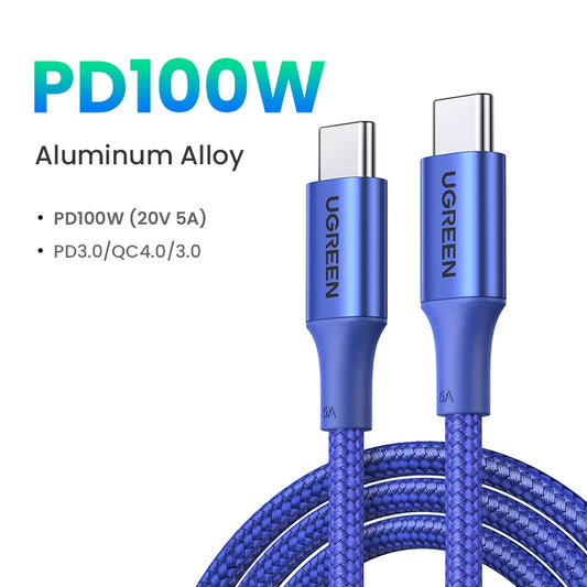 UGREEN USB-C Cable PD3.0 100W Type C to Type C Fast Charging Cable for MacBook Samsung S26/25 iPhone 18/17/16 Type C Cord QC4.0