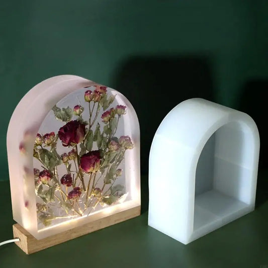 R3MC Bookend Silicone Mold for Flowers Preservation Night Light Resin Mold DIY Arch Epoxy Mold for Resin Casting Ornaments