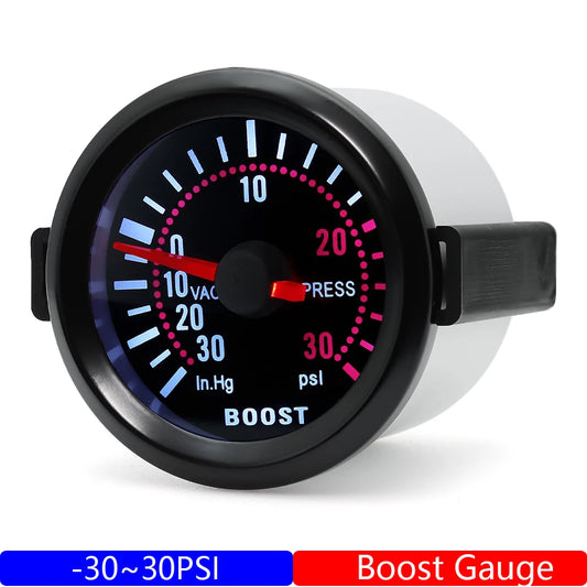 2" 52MM Turbo Boost Gauge PSI BAR Smoke Lens Boost Meter -30~30PSI -1~2BAR Boost Meter Indicator for Petrol Racing Car 12V