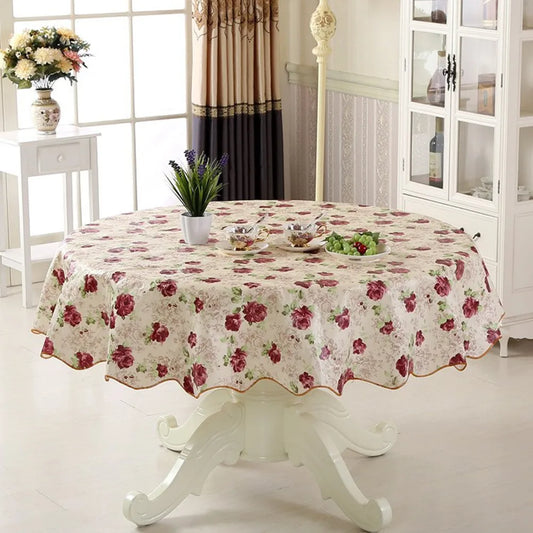 Round Table Cloth 152/180cm Waterproof Table Cloth Oil Round Tablecloth Flower PVC Tablecloth Household Kitchen Tablecloth