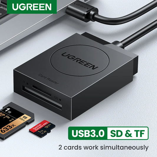 UGREEN Card Reader 2-in-1 USB3.0 USB-C OTG to SD Micro SD TF Card for Laptop PC Windows Linux Cardreader Memory Card Adapter