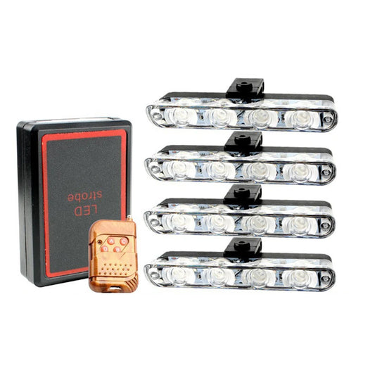 Car Front Grille Strobe Lights Led Flash Warning Emergency Lamp 12V With Wireless Remote Control for Truck Van SUV Motorcycle
