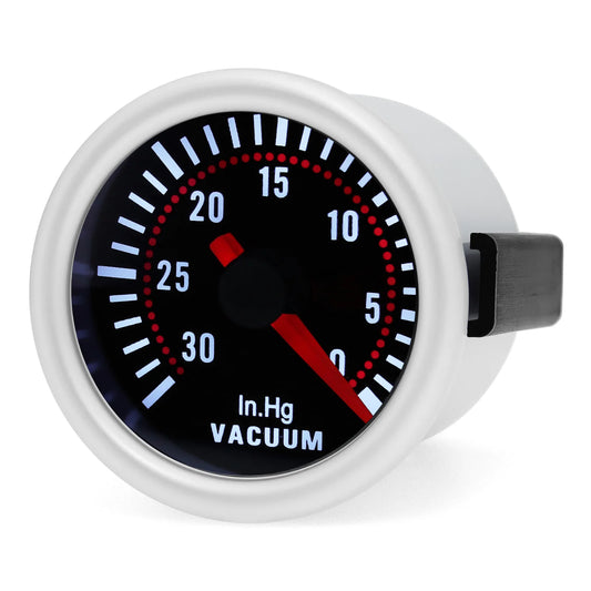 12V 52MM Vacuum Gauge -30~30In.hg Vaccum Smoke Lens Pointer Car Gauge Meter Indicator White LED Light for Universal Petrol Car