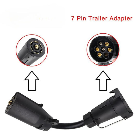 1Pc 7-pin European Socket to 7-pin US Plug Trailer Adapter Connector 7 Blade RV to 7 Way Pin Adapter Trailer Light Converter