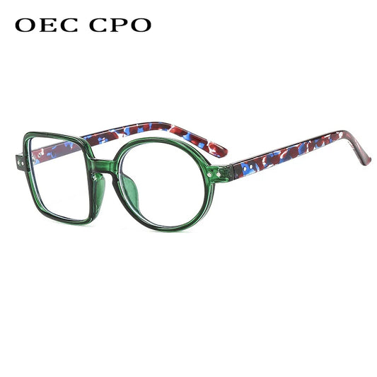 OEC CPO Square Glasses Women Men Fashion Clear Glasses Optical Eyeglasses Frame Personality Round Transparent Lens Spectacle