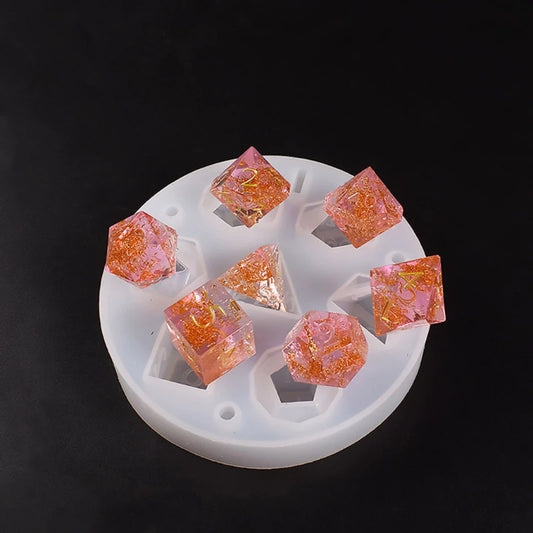 7 Shapes Dices Fillet Square Triangle Dices Mold Dices Digital Game Silicone Mould Crystal Epoxy Resin Mold Kit Art