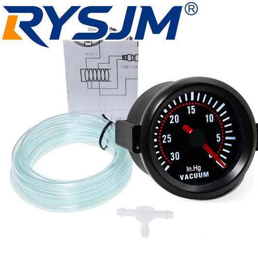 -30~30In.hg Vaccum 12V 52MM Vacuum Gauge Smoke Lens Pointer Car Gauge Meter Indicator White LED Light for Universal Petrol Car