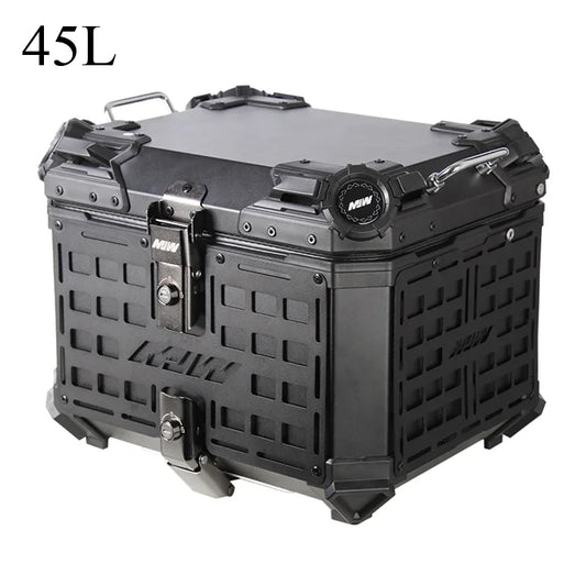 45L Motorcycle Tail Box Rear Luggage Storage Tool Case Helmet Box Universal Aluminum Motorbike Trunk With Bracket Base Plate