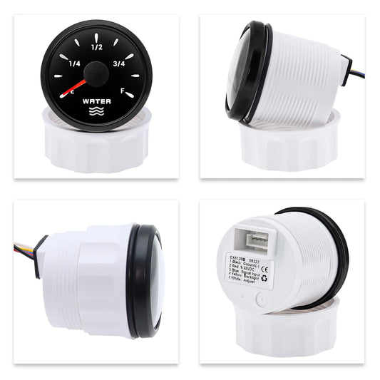 7 Color Backlight 52mm Water Level Gauge 0-190 Ohm Water Level Meter Waterproof Water Tank Meter Indicator for Boat Car 12V 24V