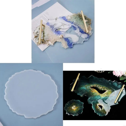 R3MC Irregular Round Tray Silicone Mold Fruit Plate Casting Mold Serving Borad Crystal Epoxy Mold DIY Crystal Mould