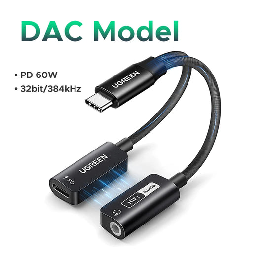 UGREEN Sound Card 2-IN-1 USB C Headphone& Charger Adapter Converter Real Hi-Fi Audio PD QC Charging Sound Card for Headset