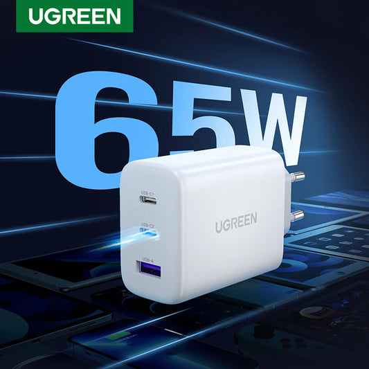 UGREEN 65W PD Charger Quick Charge 4.0 3.0 Type C PD USB Charger for iPhone 18 17 16 Pro Max Fast Charger For Laptop PD Charger