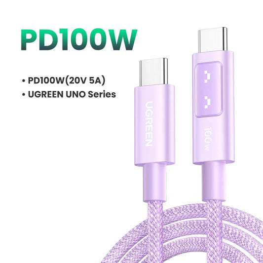 UGREEN UNO PD100W USB C Cable Fast Charging Type C to Type C Data Cord for iPhone Air/17/16 Samsung S26/25 iPad MacBook 0.5-3M