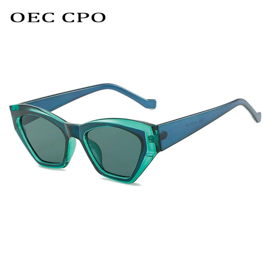 OEC CPO Vintage Cat Eye Sunglasses Women 2022 New Fashion Square Sun Glasses Female Brand Designer Retro Shades Eyewear UV400