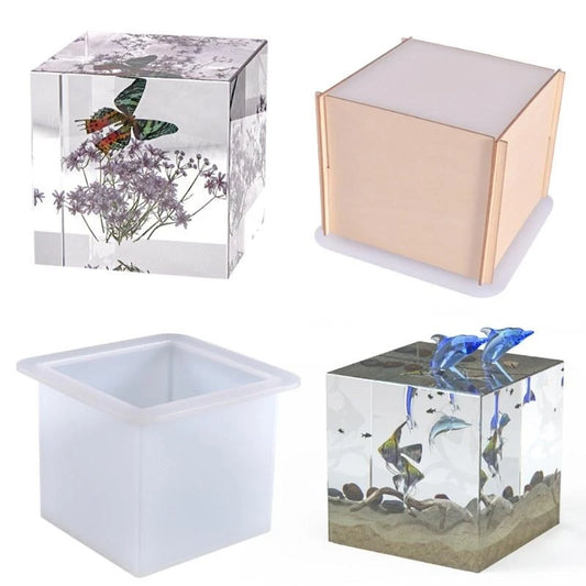 R3MC Cube Specimen Tabletop Ornaments Epoxy Resin Mold Handmade Home Decoration Silicone Mould DIY Crafts Candle Plaster Mold