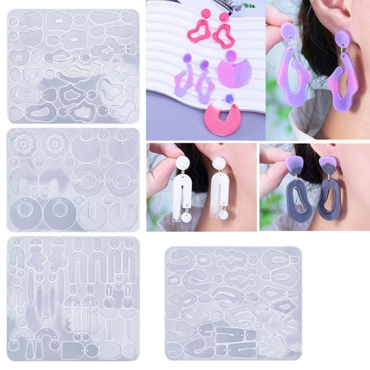 R3MC Irregular Earring Pendant Silicone Molds Geometric Flower Heart Jewelry Making Mold Keychain Epoxy Casting Molds DIY